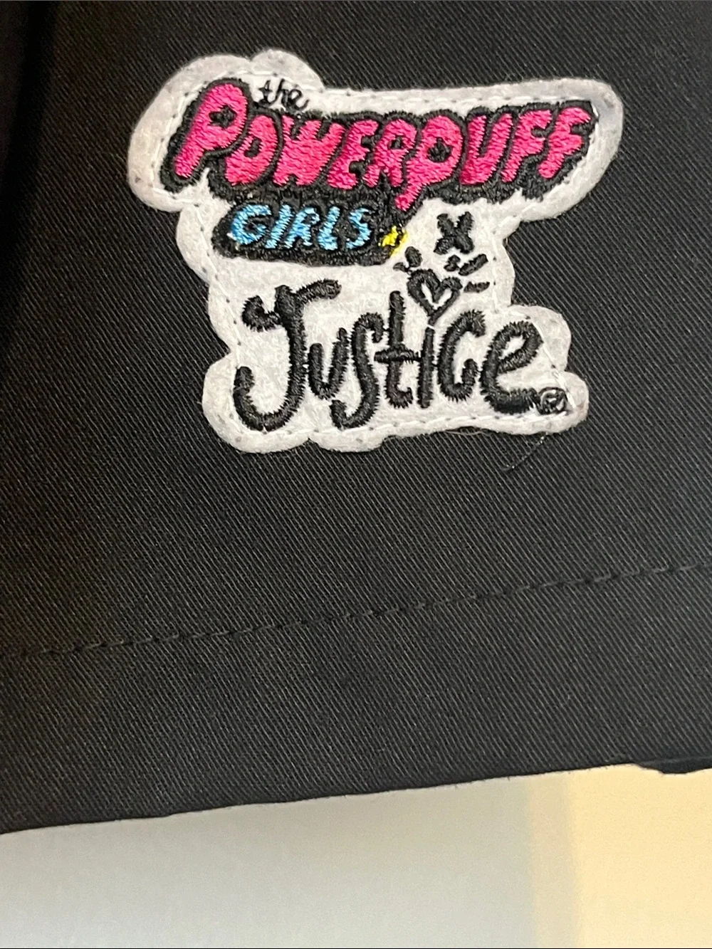 Justice Black Pleated Mini Skort with Powerpuff Patch